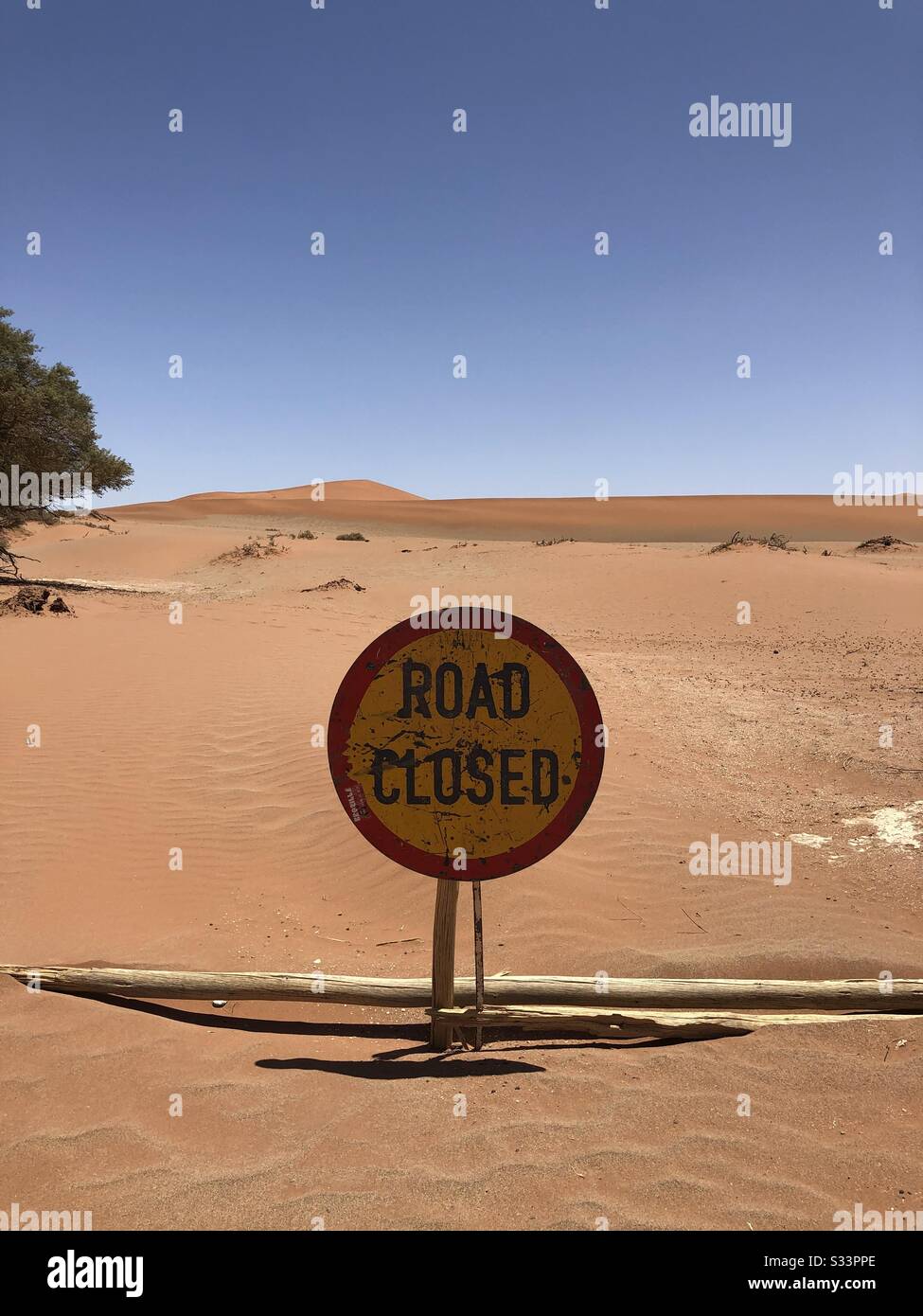 Road closed sign in Namibia - Smartphone Captured Stock Image