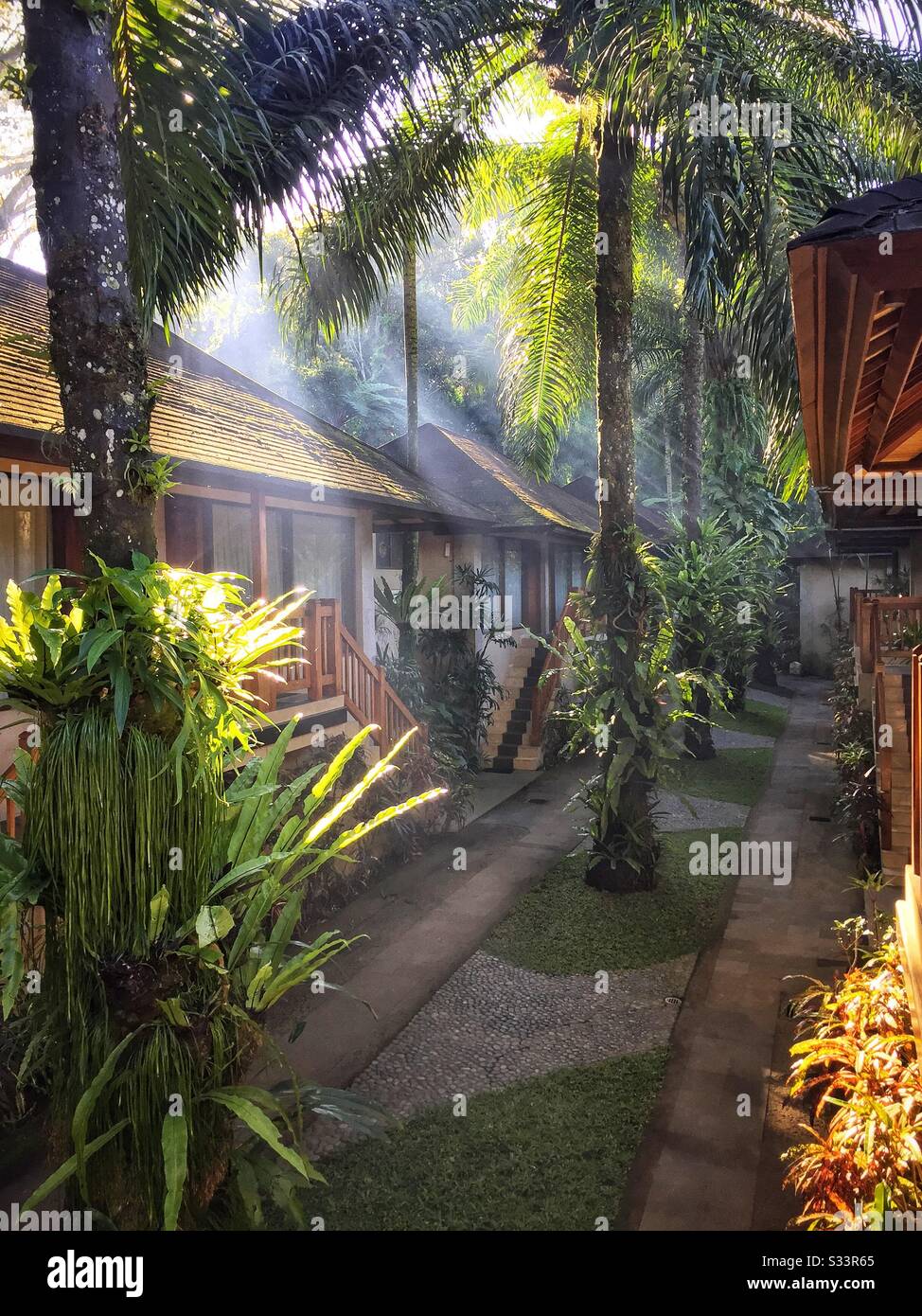 Guest accommodation at Mason Elephant Safari Park & Lodge, Taro, Bali, Indonesia - Smartphone Captured Stock Image