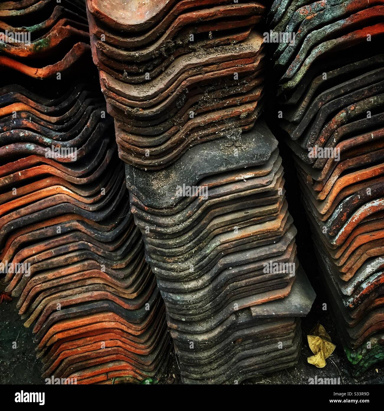 Terracotta roof tiles, Candidasa, Bali, Indonesia - Smartphone Captured Stock Image