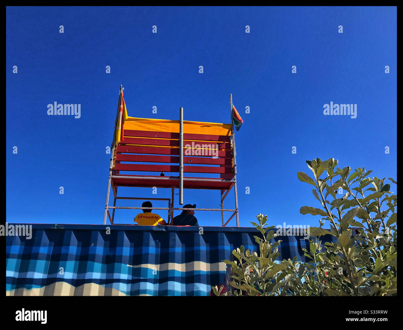 Lifeguards at Melkbosstrand beach, Cape Town, South Africa. - Smartphone Captured Stock Image