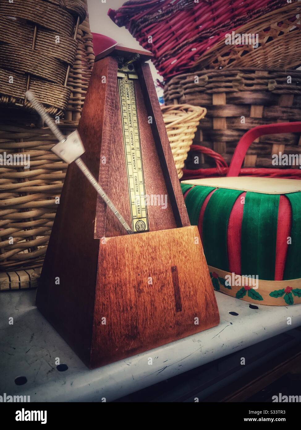 Used metronome on display at a thrift store Stock Photo Alamy