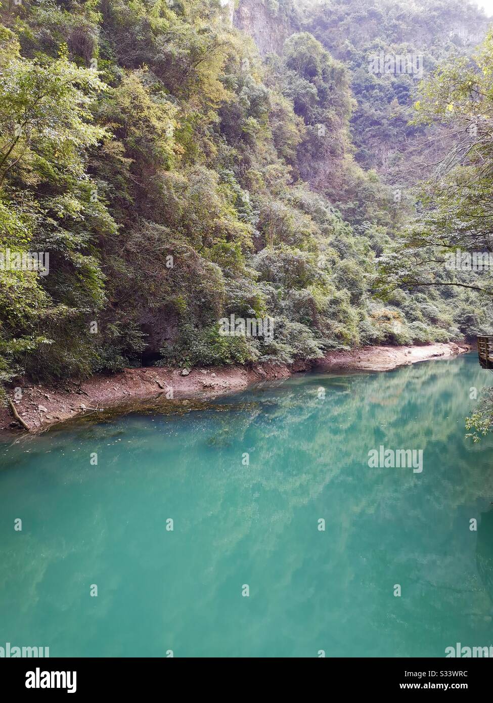 Hiking along the river in the Grand Canyon in Zhangjiajie, China. - Smartphone Captured Stock Image