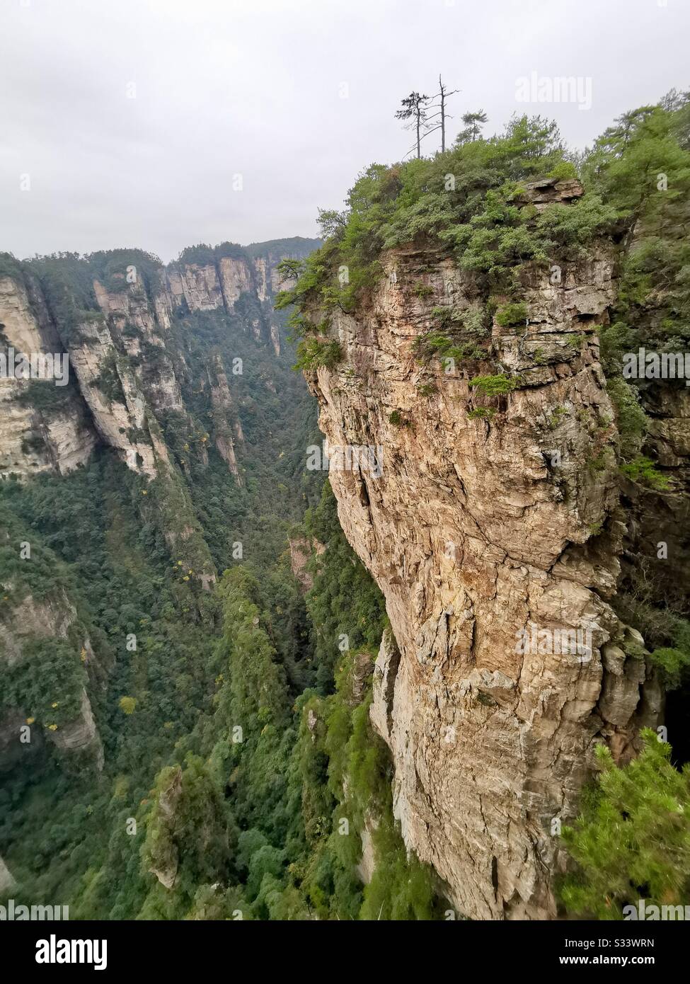 Dramatic landscapes at Wulingyuan scenic area at Zhangjiajie national forest in Hunan, China. - Smartphone Captured Stock Image