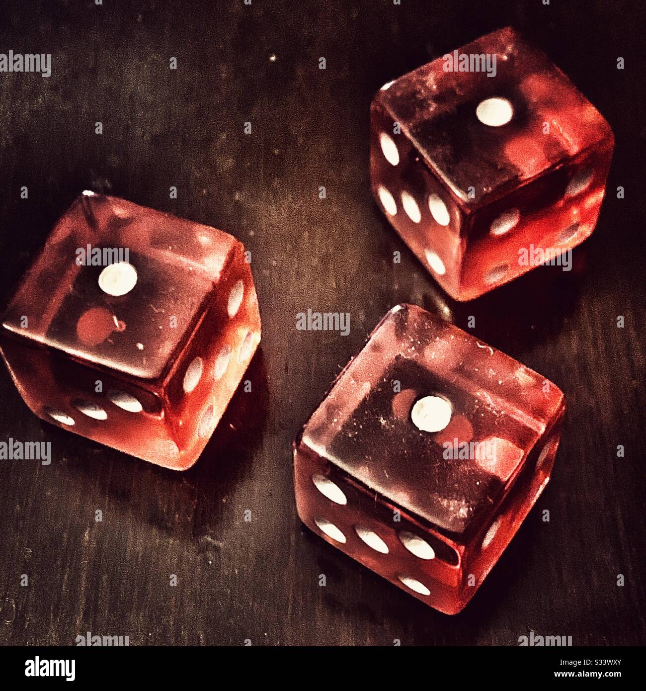 Three dice on 1 - bad luck Stock Photo