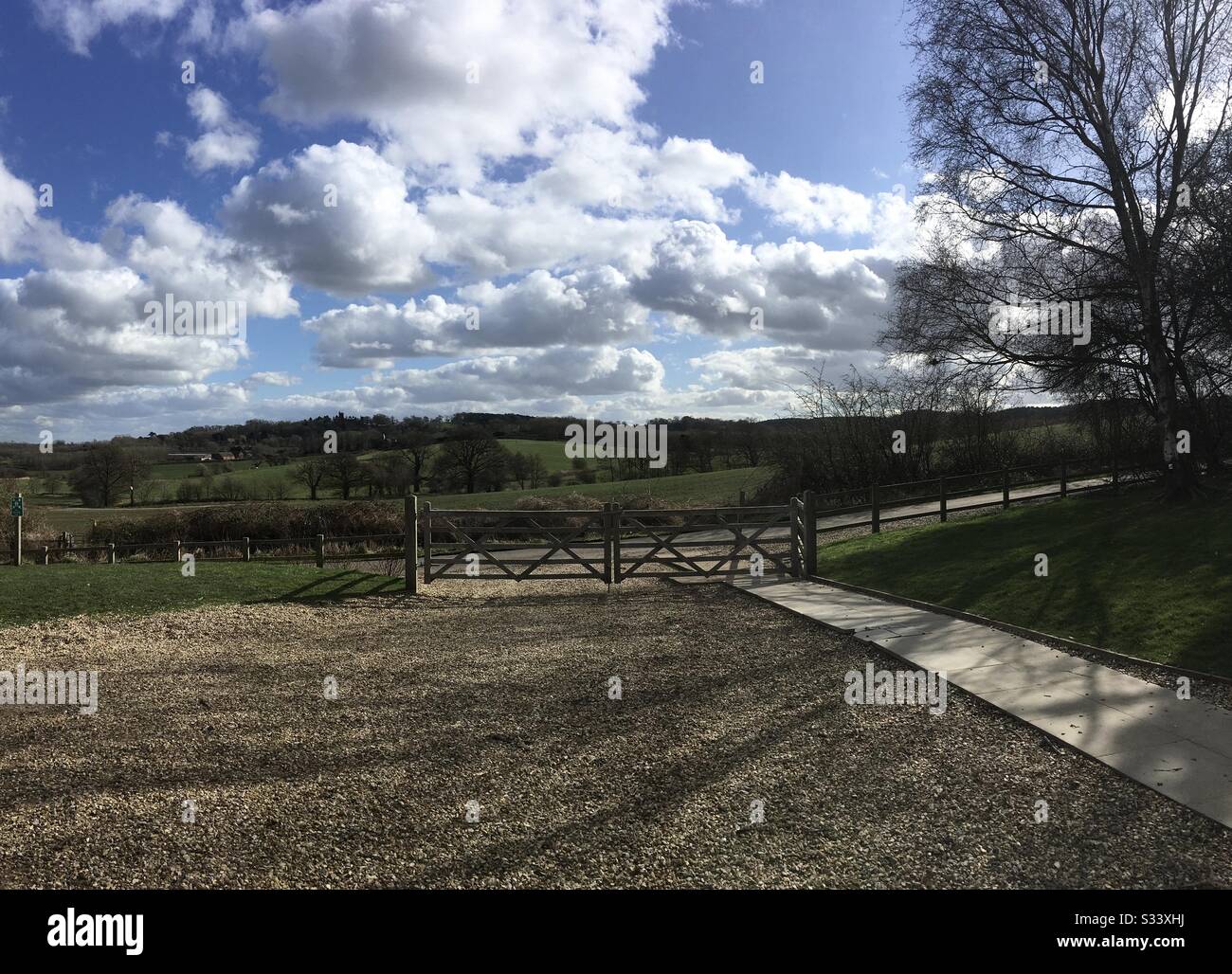 Blue skies in the countryside Stock Photo