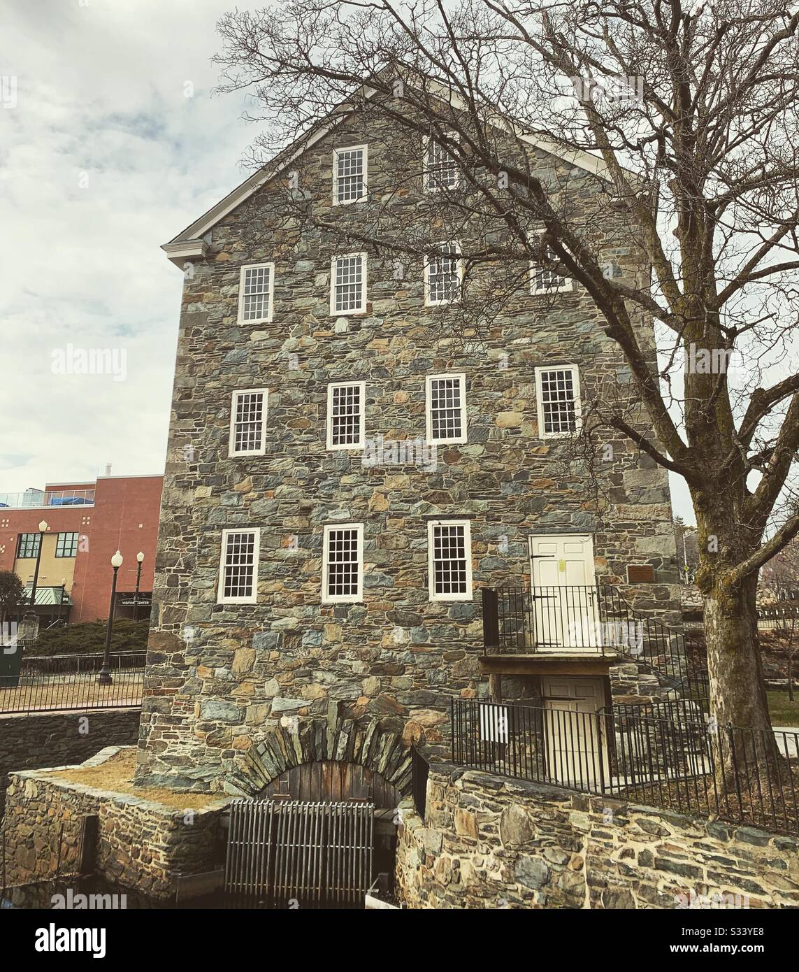 Wilkinson Mill, circa 1810, Old Slater Mill National Historic Landmark, Pawtucket, Rhode Island, United States - Smartphone Captured Stock Image