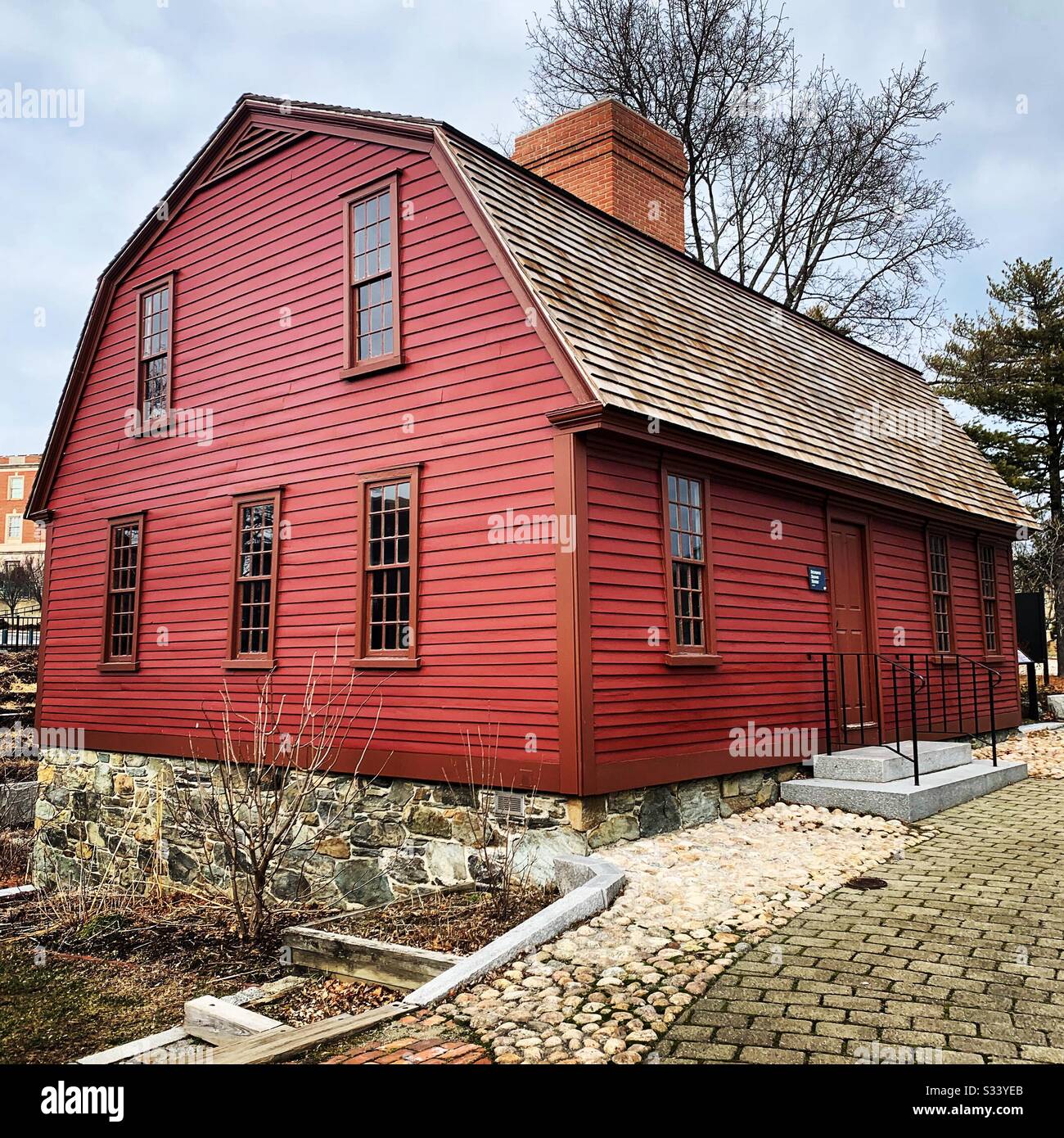 Sylvanus Brown House, ca 1758, Old Slater Mill National Historic Landmark, Pawtucket, Rhode Island - Smartphone Captured Stock Image