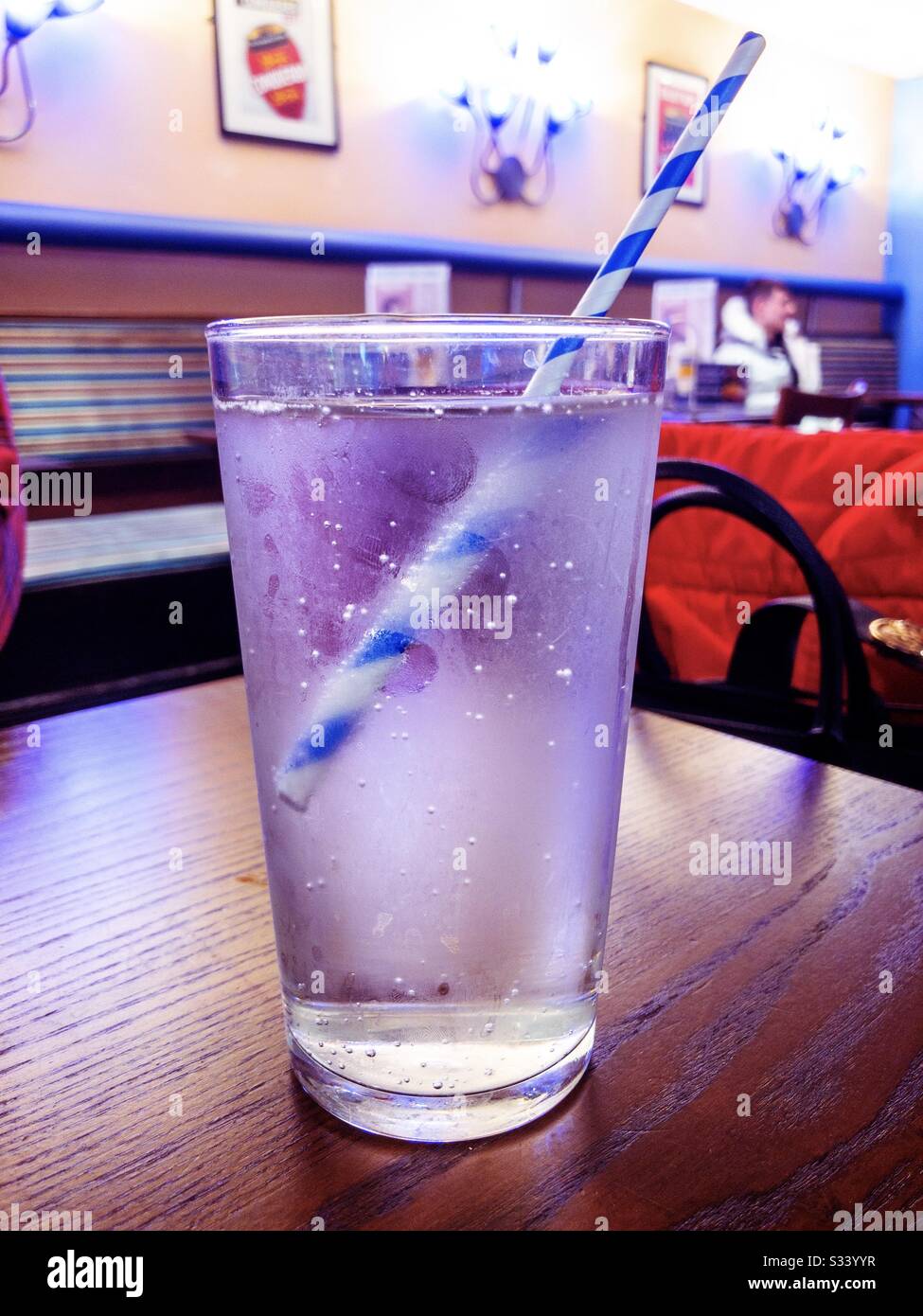 Glass of lemonade with a drinking straw - Smartphone Captured Stock Image