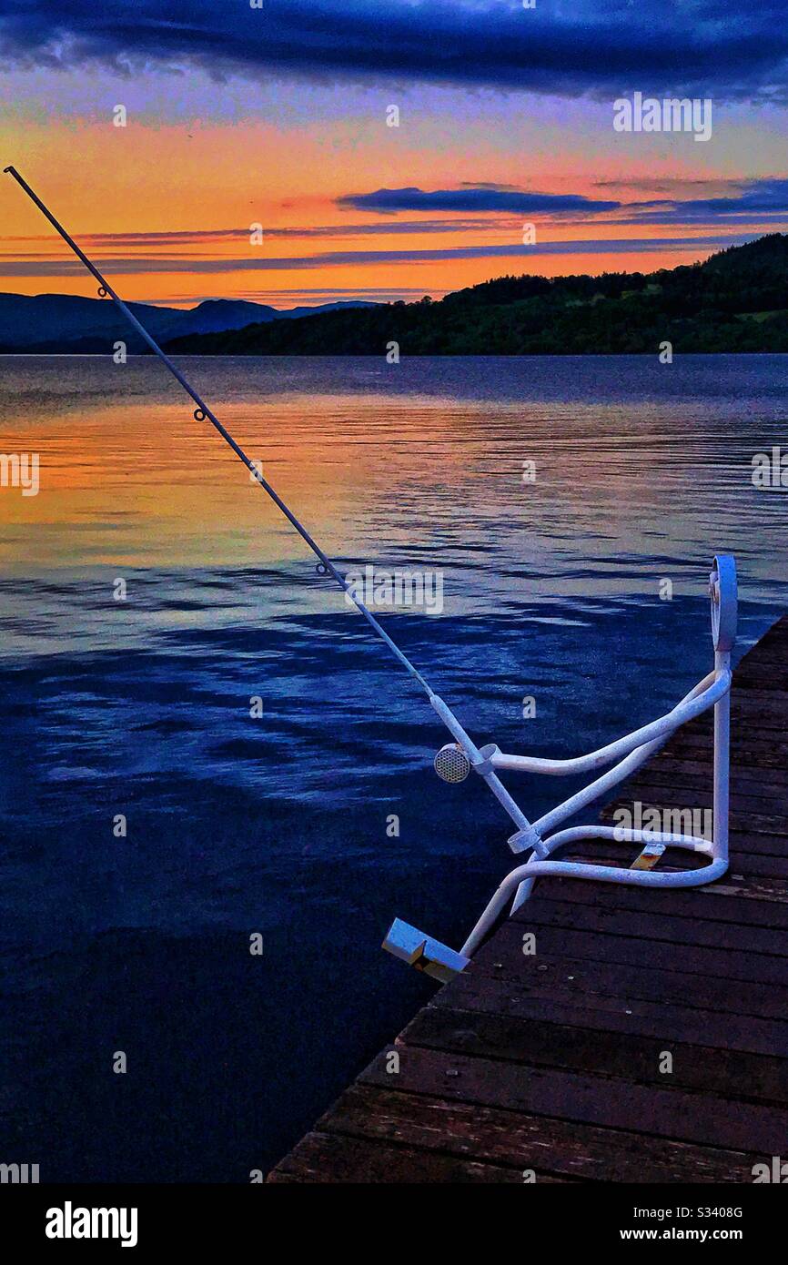 Fisherman sculpture at Duck Bay Marina on Loch Lomond, Scotland. - Smartphone Captured Stock Image