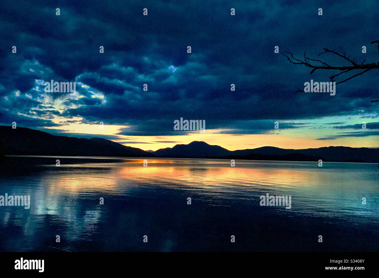 Sunset over Loch Lomond, Scotland. - Smartphone Captured Stock Image