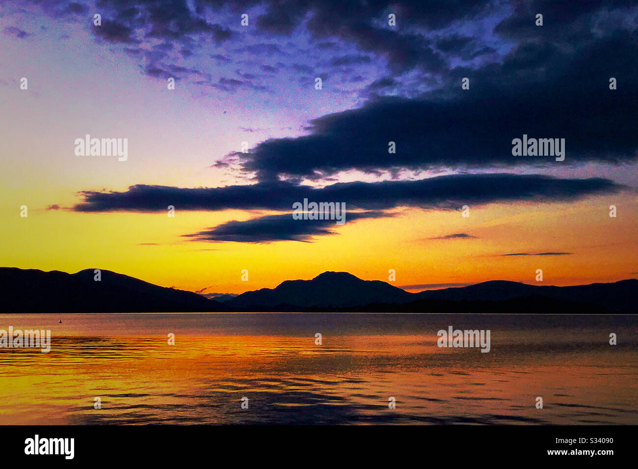 Sunset over Loch Lomond, Scotland. - Smartphone Captured Stock Image