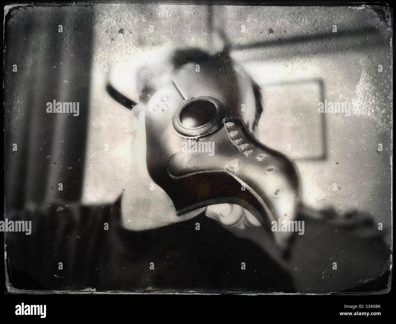 Man wearing plague mask - Smartphone Captured Stock Image