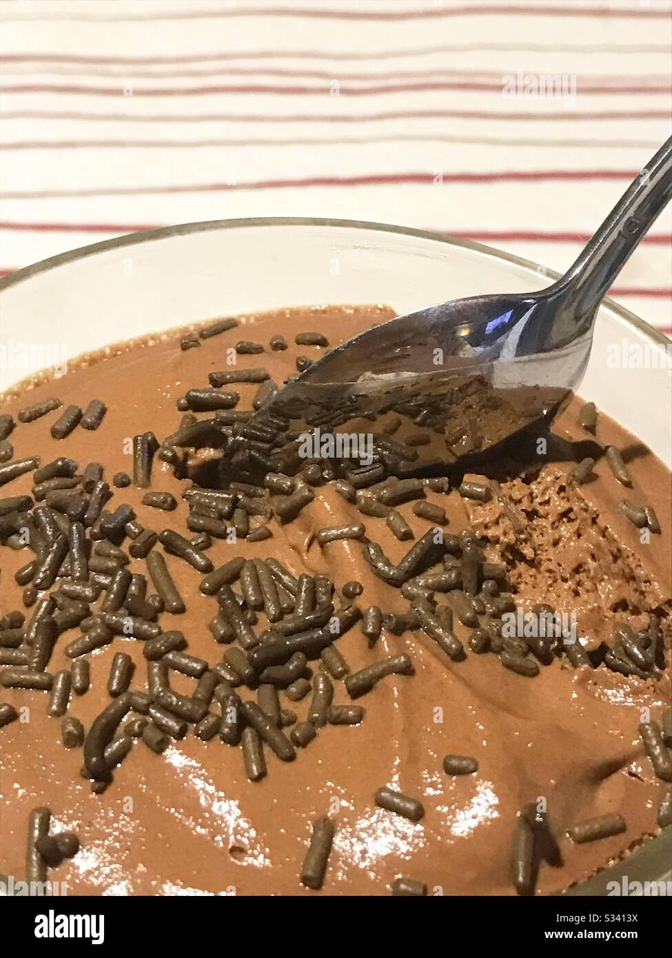 Eating chocolate cream - Smartphone Captured Stock Image