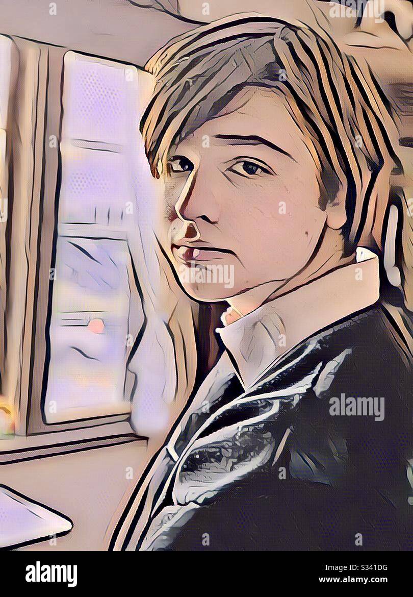 Closeup of teenager in graphic look - Smartphone Captured Stock Image