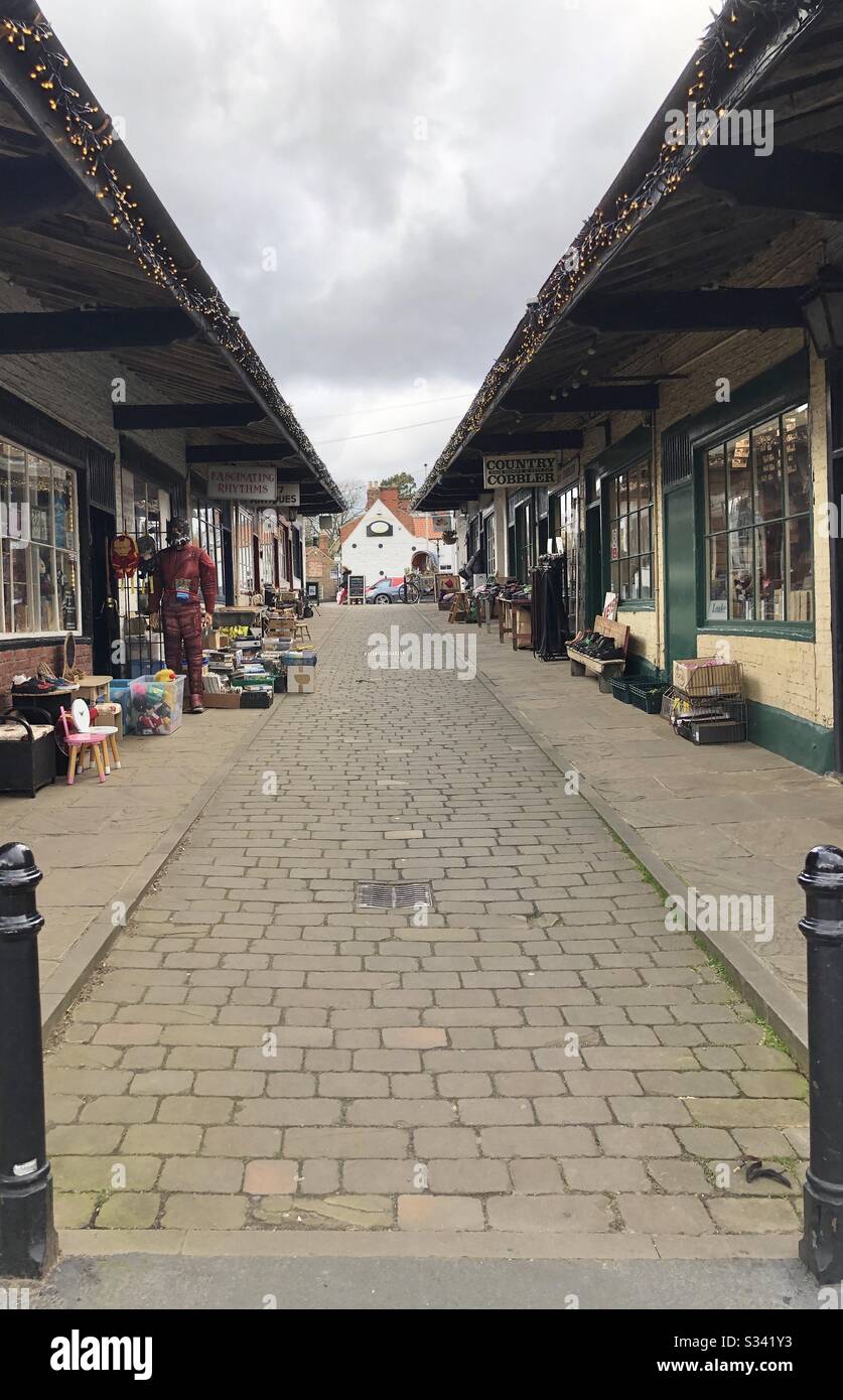 The Shambles, cobbled street in Malton, North Yorkshire, England, UK Stock Photo