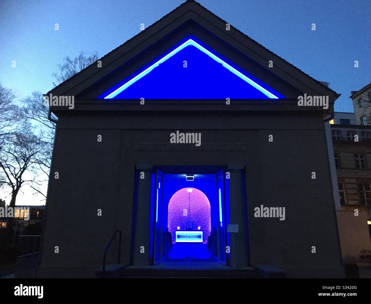 Memorial Chapel of Dorotheenstadt Cemetery in Berlin, light installation by James Turrell Stock
