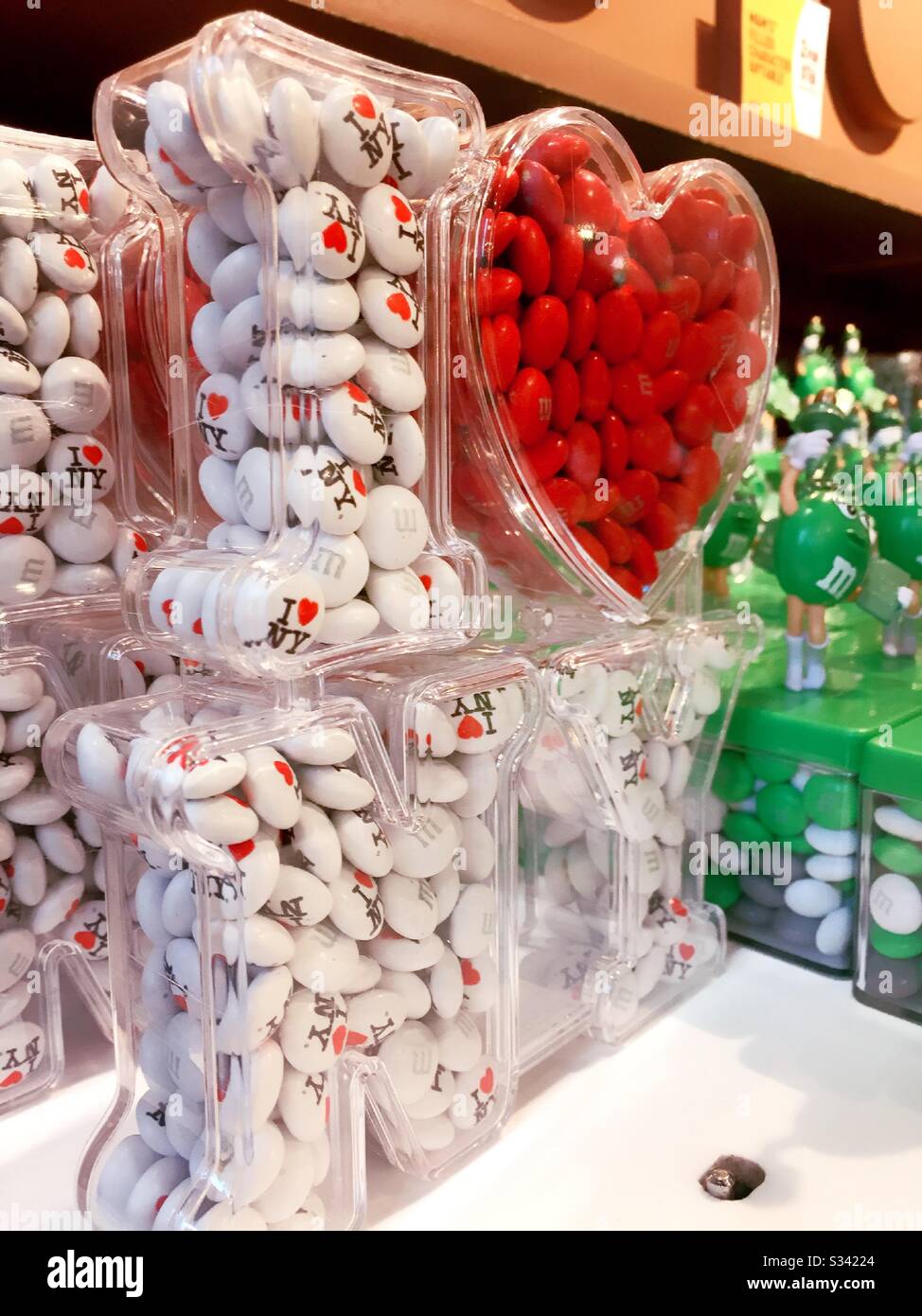 The M&M candy  store in Times Square features I love New York M&Ms in their selection, NYC, USA Stock Photo