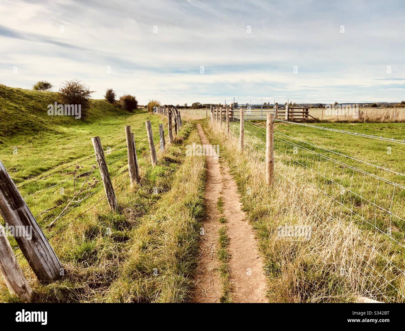 Footpath with fence Oxfordshire England - Smartphone Captured Stock Image