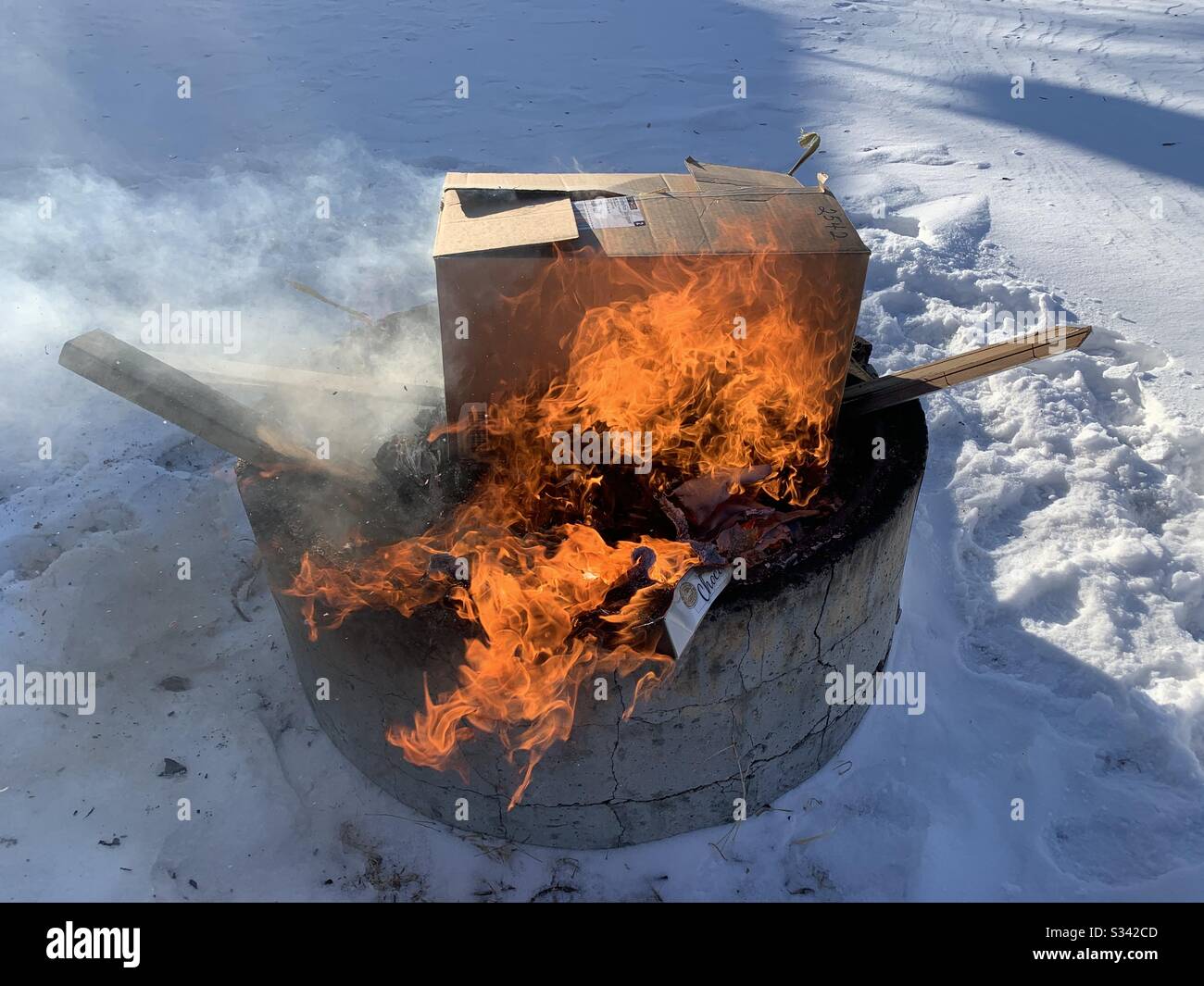 Burning a box Stock Photo Alamy