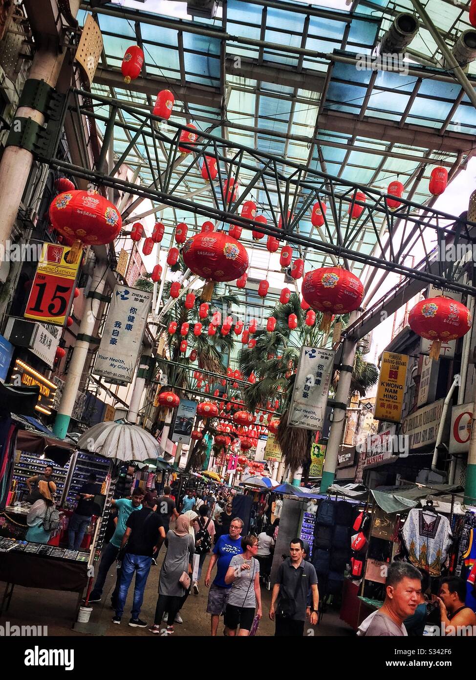 Petaling Street Market, a major tourist attraction, Jalan Tun Tan Cheng Lock, Kuala Lumpur, Malaysia - Smartphone Captured Stock Image
