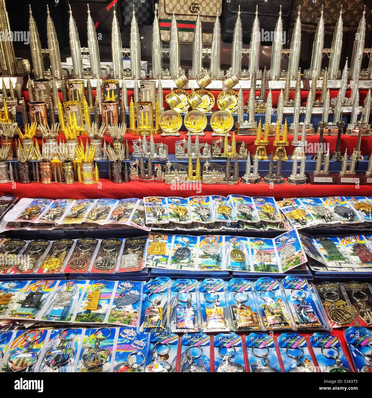 Souvenirs For Sale At A Stall In Jalan Alor A Hawker Food Market In Bukit Bintang Kuala Lumpur Malaysia Stock Photo Alamy