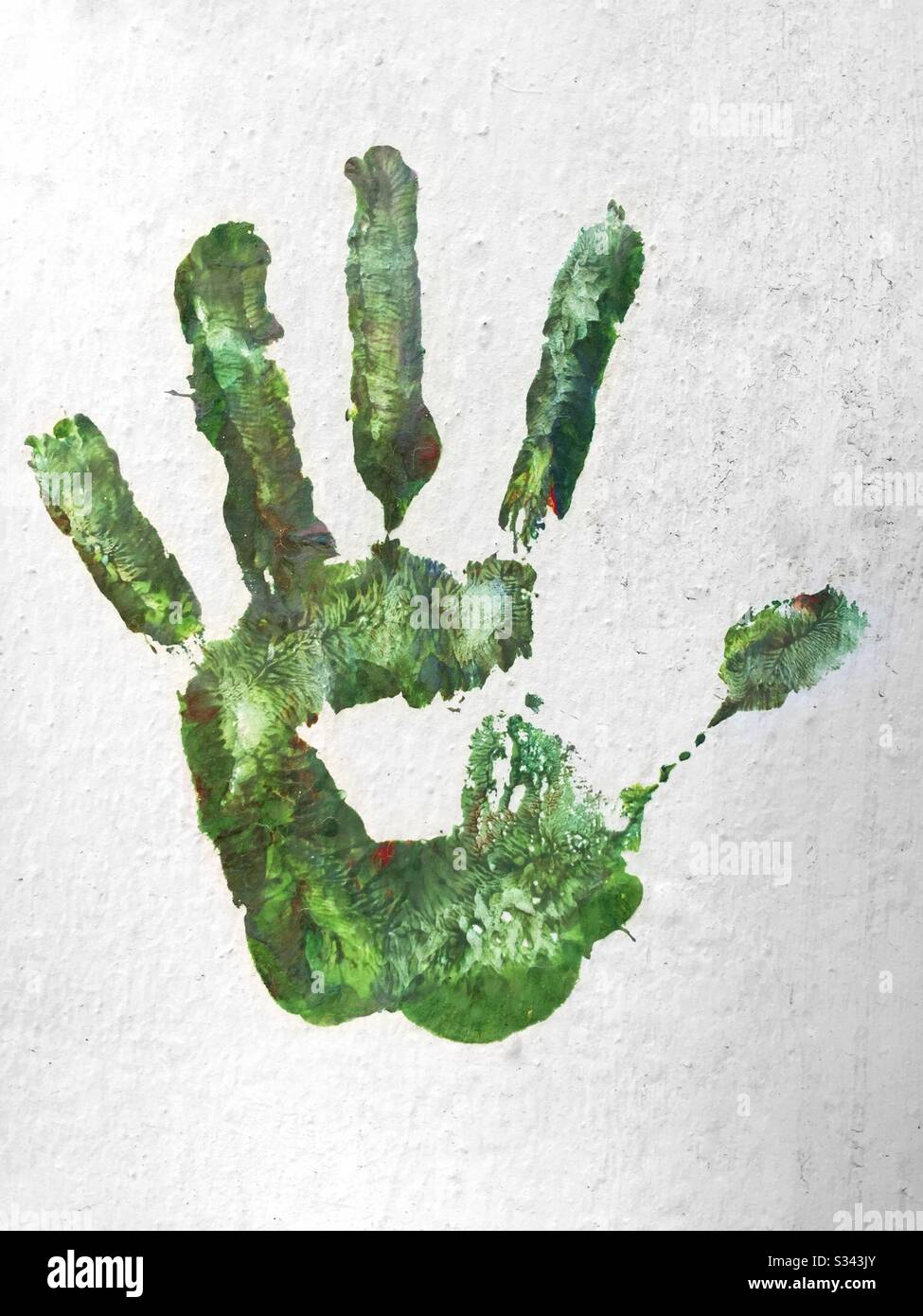Green Handprint - Smartphone Captured Stock Image