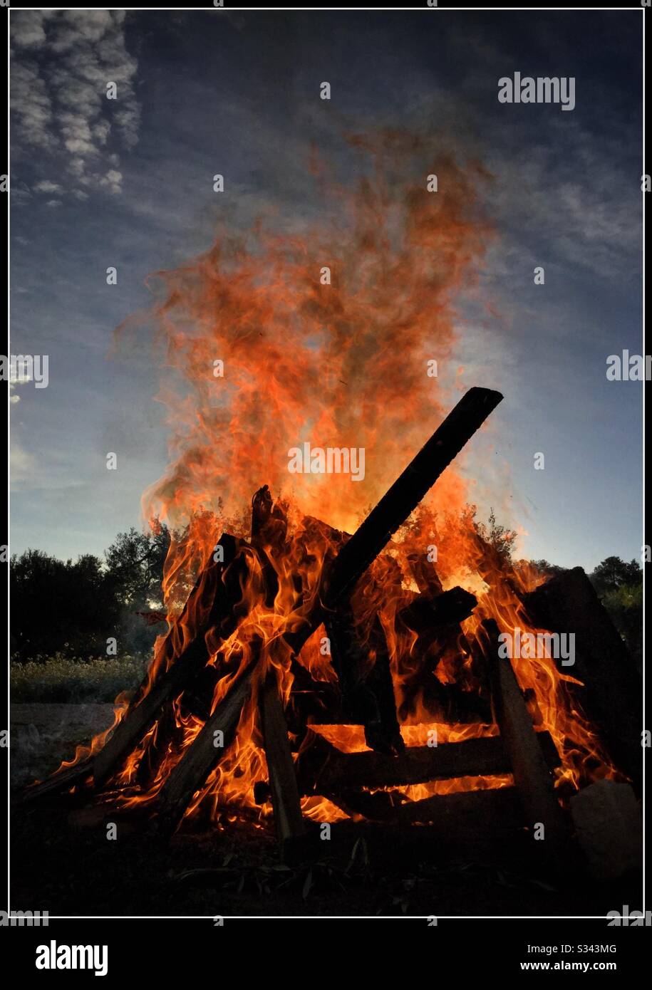 Bonfire, Catalonia, Spain. - Smartphone Captured Stock Image