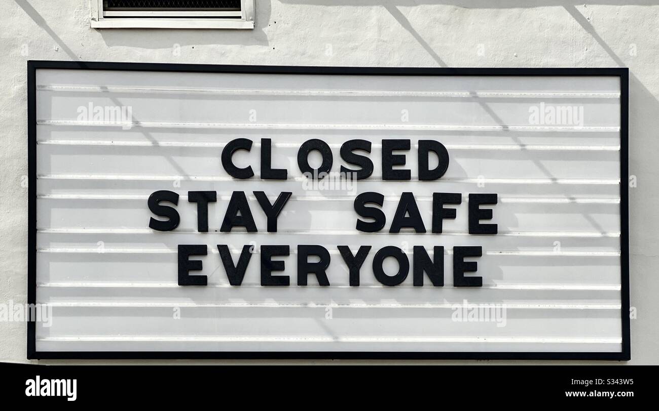 Closed sign on March 13, 2020 during the Coronavirus crisis. Stock Photo