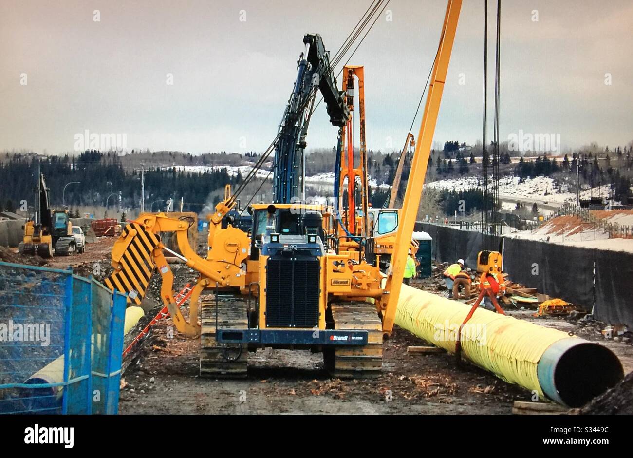Gas pipeline, construction, near Cochrane, Alberta, Canada Stock Photo Alamy