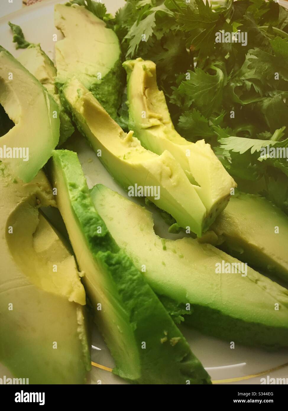 Close up of an avocado and cilantro salad Stock Photo