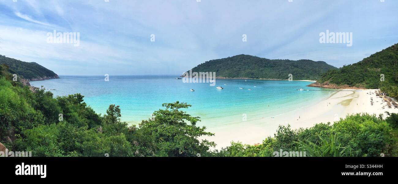 The private beach at The Taaras Beach & Spa Resort, Pulau Redang (Redang Island), Terengganu, Malaysia Stock Photo