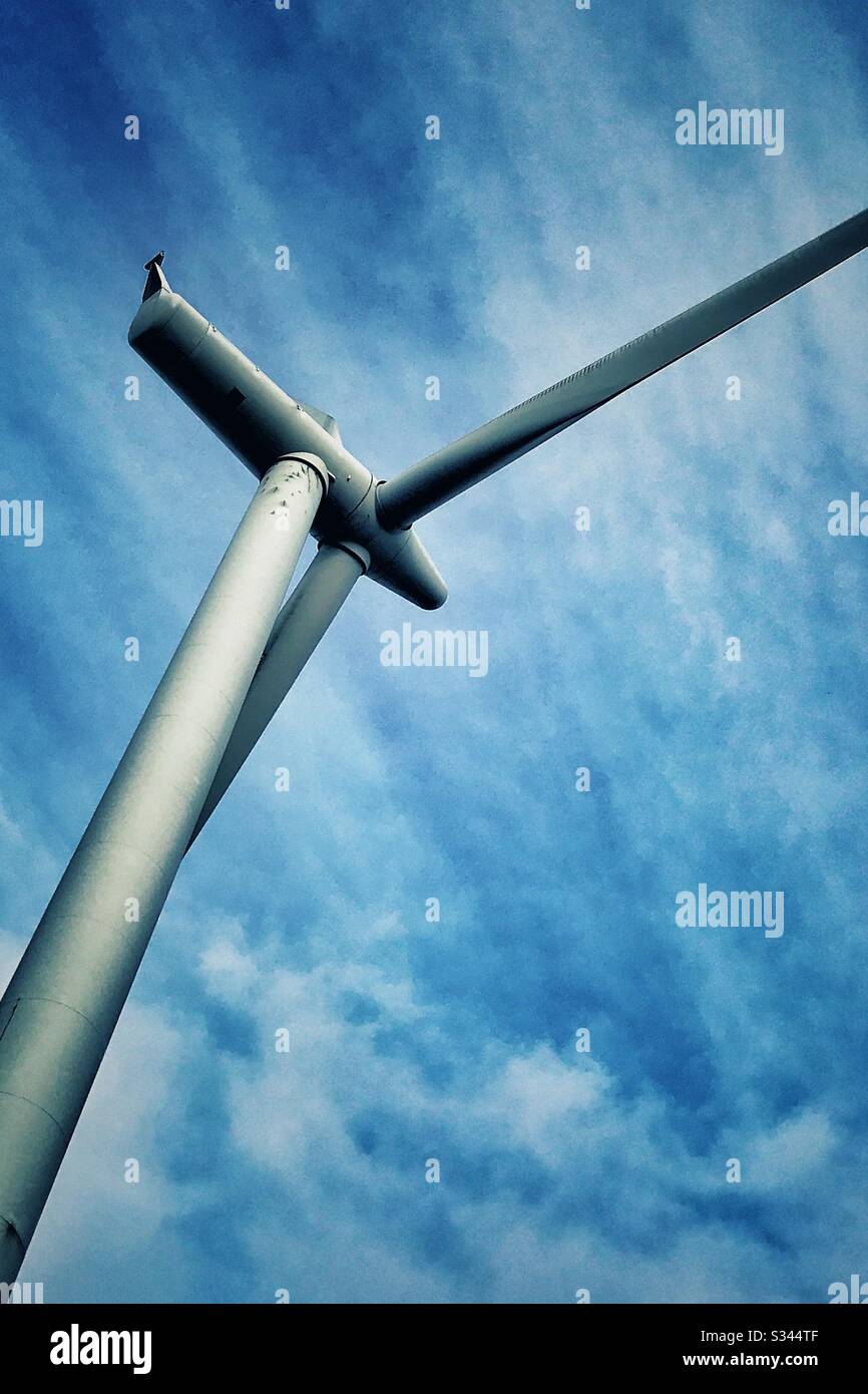 Windmill in Whitelee Windfarm in West Scotland. Whitelee is the UK’s largest onshore Windfarm. Stock Photo