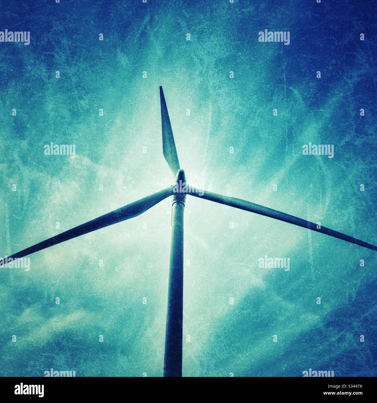 Windmill in Whitelee Windfarm in West Scotland. Whitelee is the UK’s largest onshore Windfarm. - Smartphone Captured Stock Image