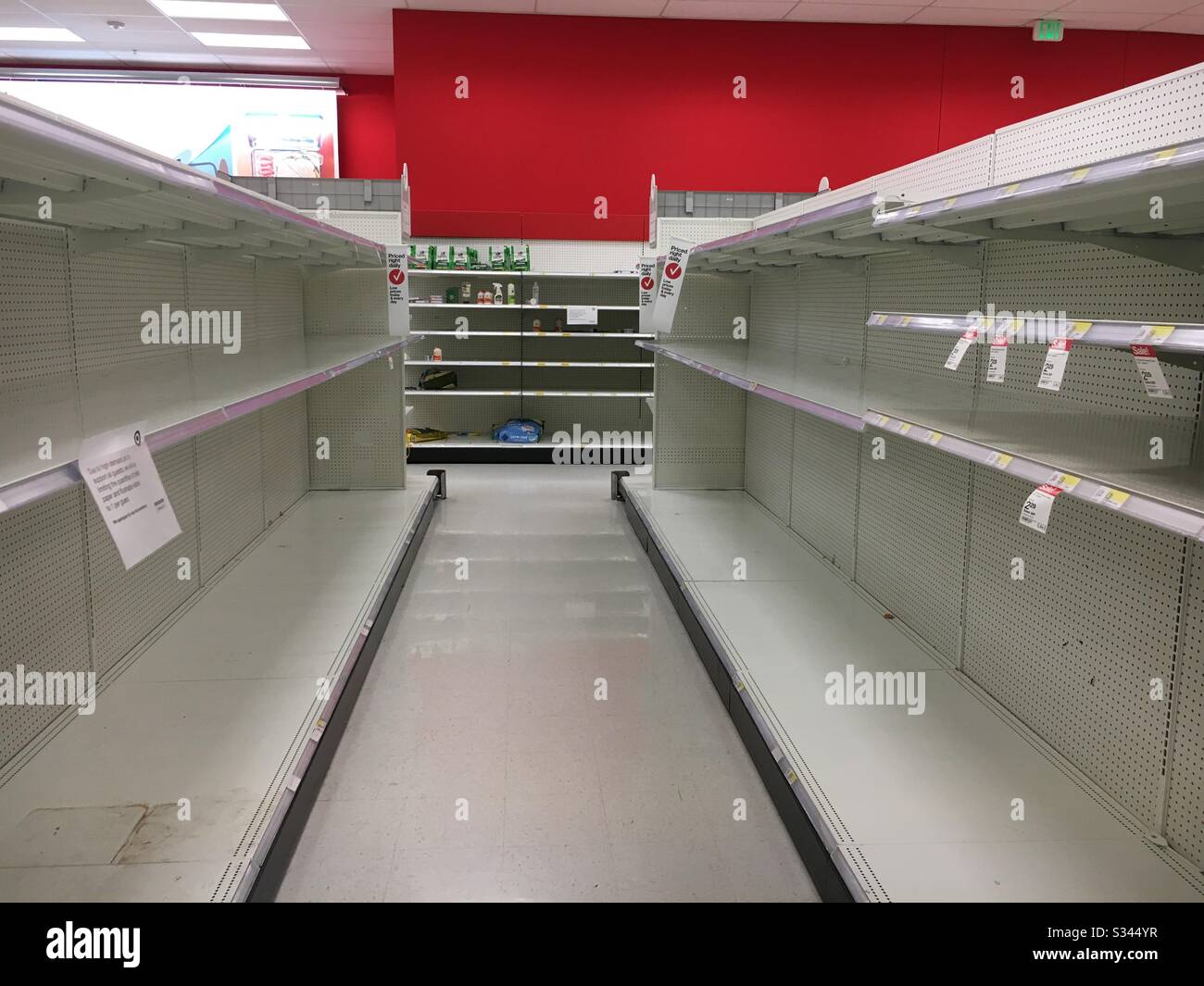 Empty toilet paper shelves seen at Target store during the coronavirus