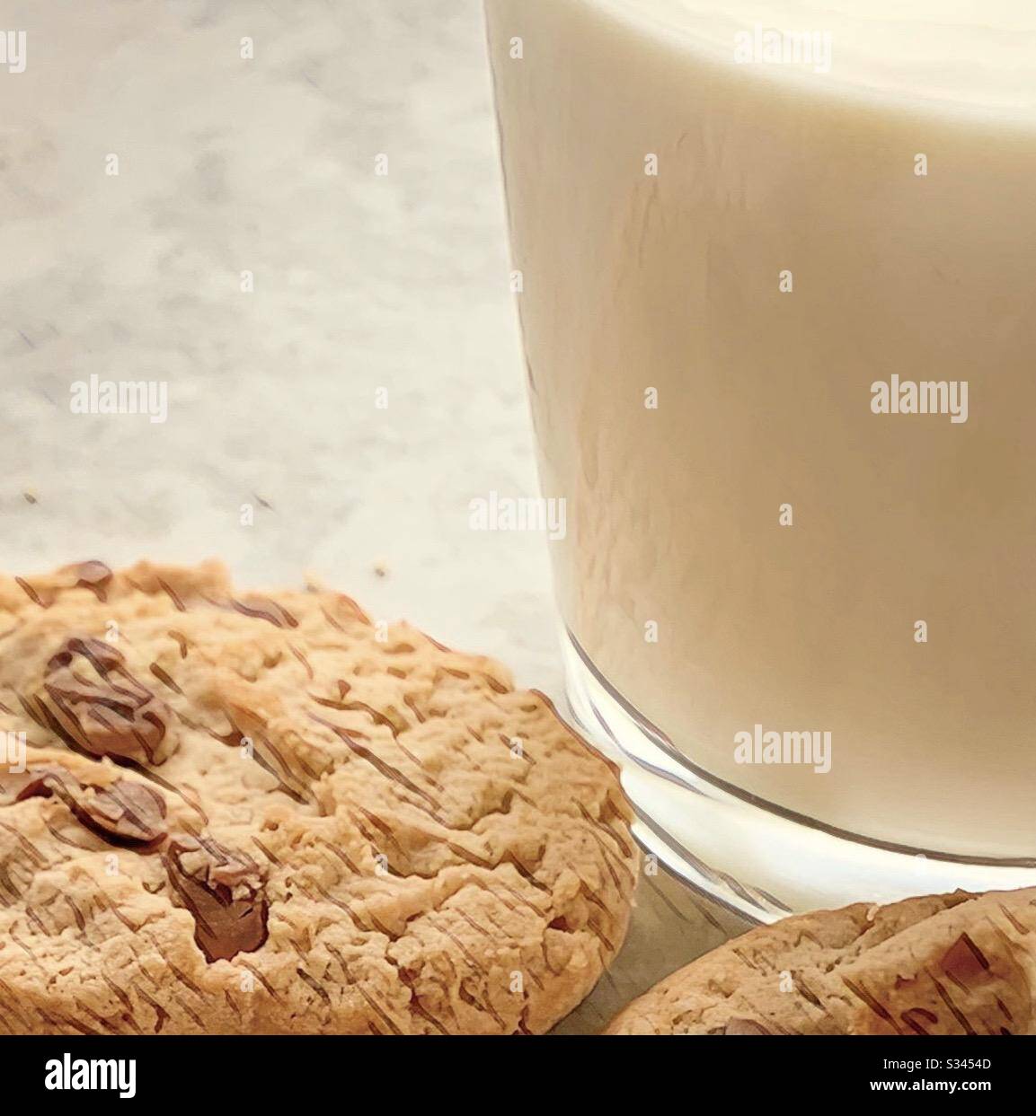 Milk an cookies.  Cookies and cream.  Cookies graphic.  Cookies and milk. - Smartphone Captured Stock Image