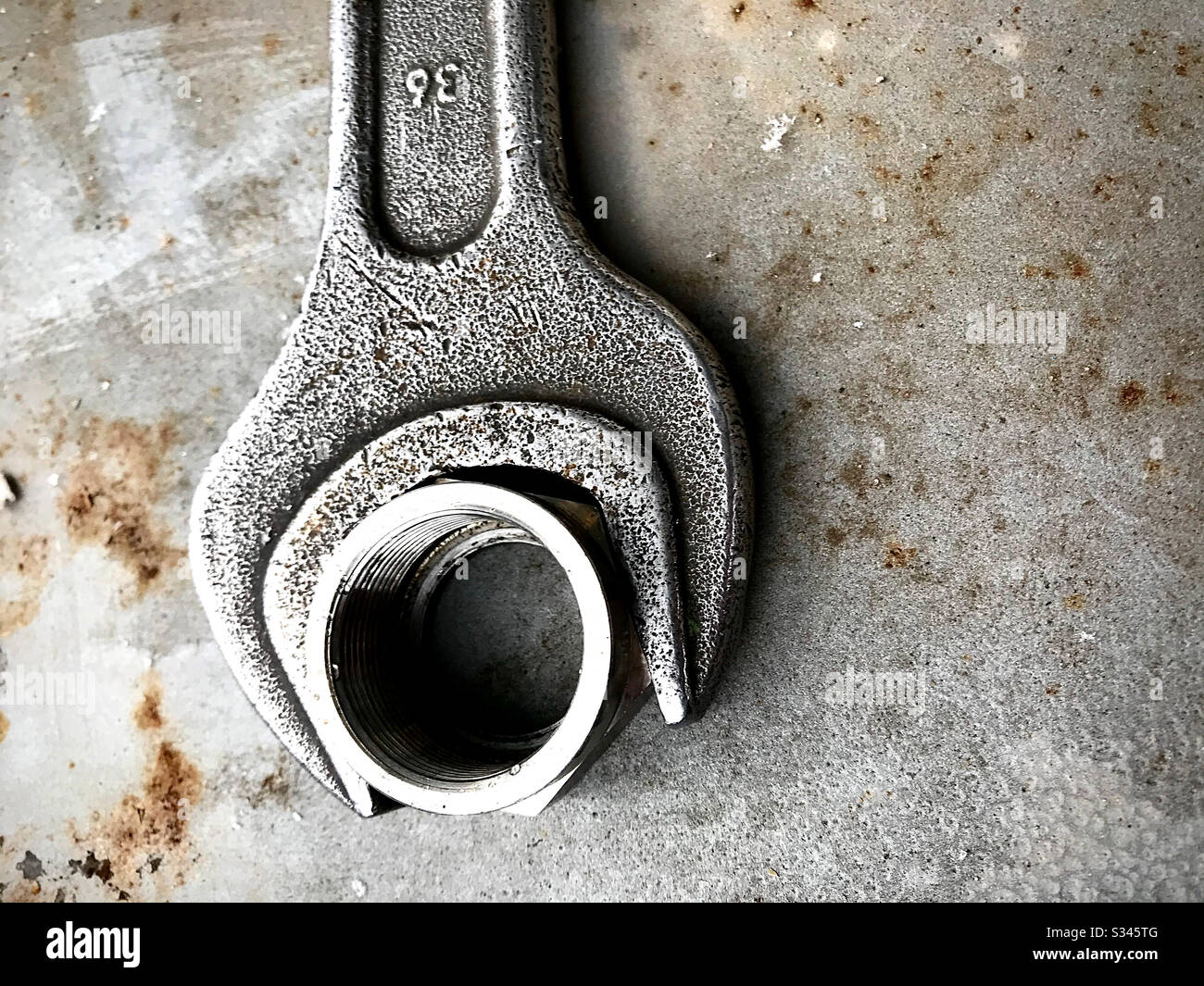 Large spanner with nut - Smartphone Captured Stock Image