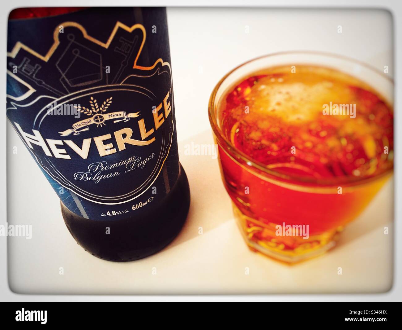 Heverlee premium Belgian lager - Smartphone Captured Stock Image