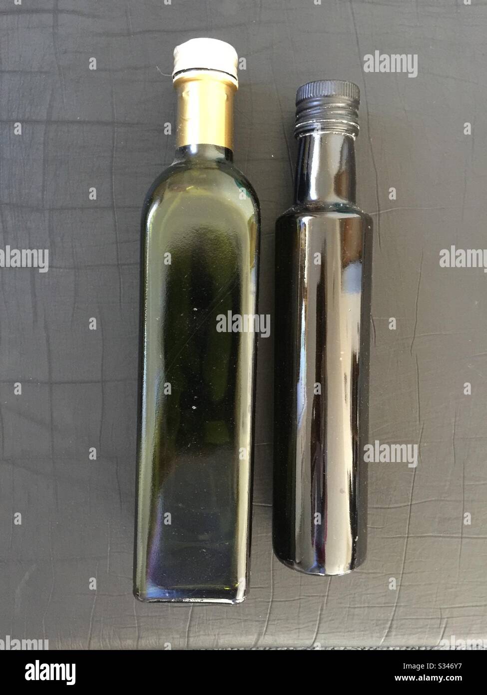Bottle bottle green and amber glass Stock Photo