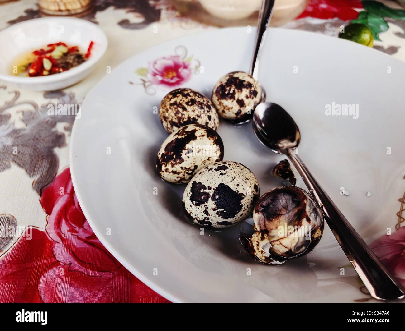 Balut (fertilised birds eggs) eaten as a delicacy in Dalat, Vietnam Stock Photo