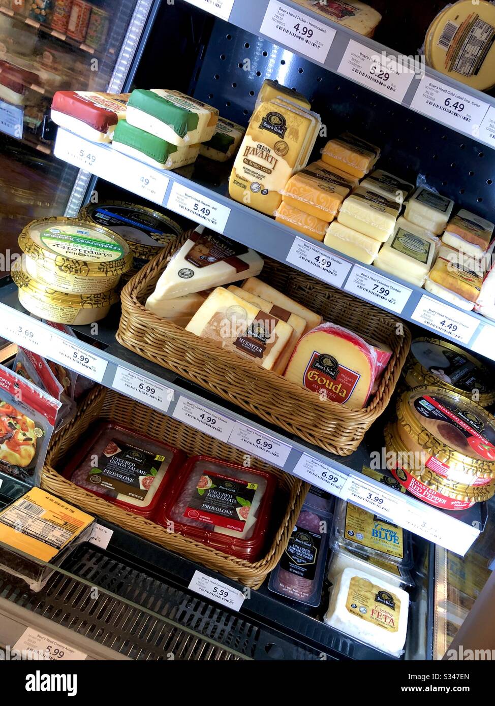 Fancy gourmet cheeses on display at an upscale liquor store, Florida, USA Stock Photo Alamy