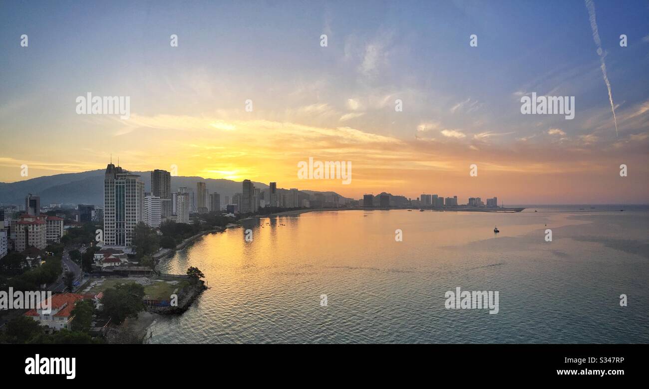 Sunset on the northern shore of George Town, Penang, Malaysia - Smartphone Captured Stock Image
