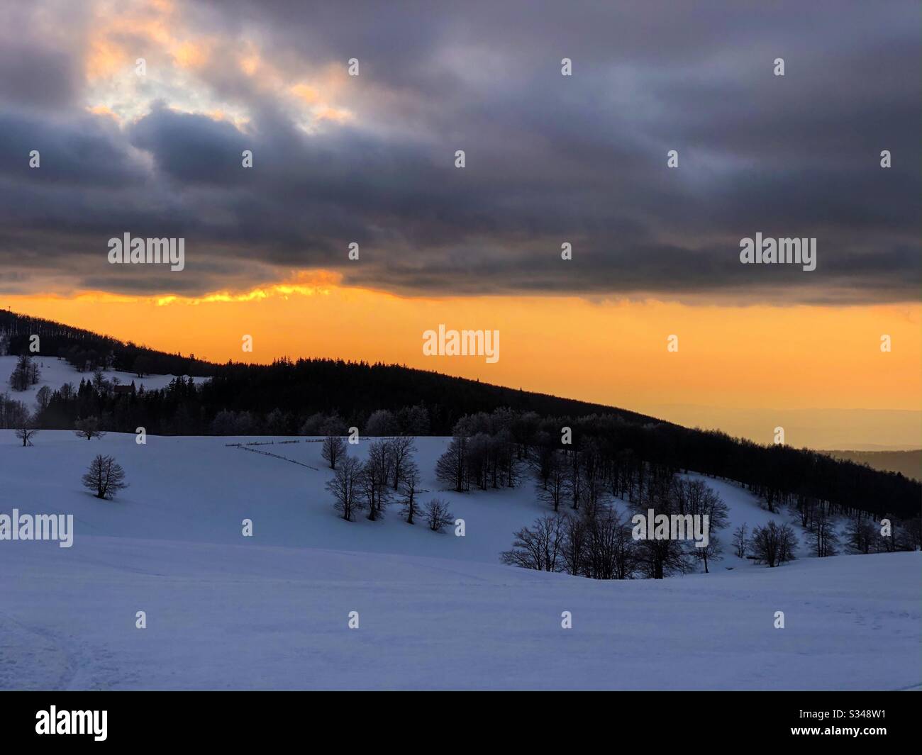 Golden hour in the mountains in winter - Smartphone Captured Stock Image
