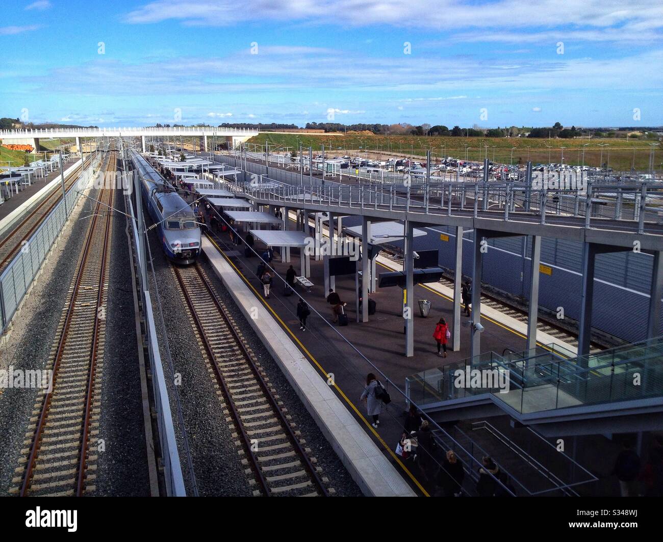 New train station Sud de France, Montpellier Occitanie - Smartphone Captured Stock Image