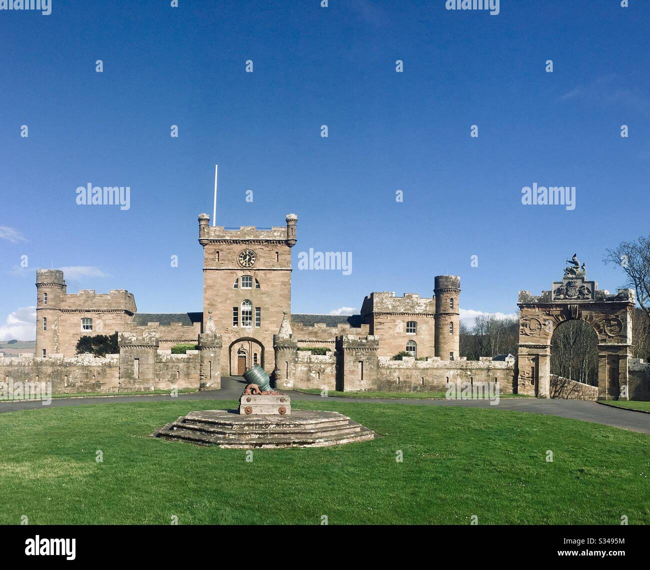 Clocktower courtyard of Culzean Castle, National Trust for Scotland, on the Firth of Clyde Coast, Ayrshire Stock Photo