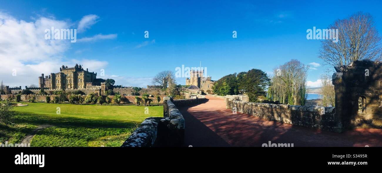 Panoramic view of Culzean Castle, National Trust for Scotland, on the Firth of Clyde Coast, Ayrshire, Scotland Stock Photo