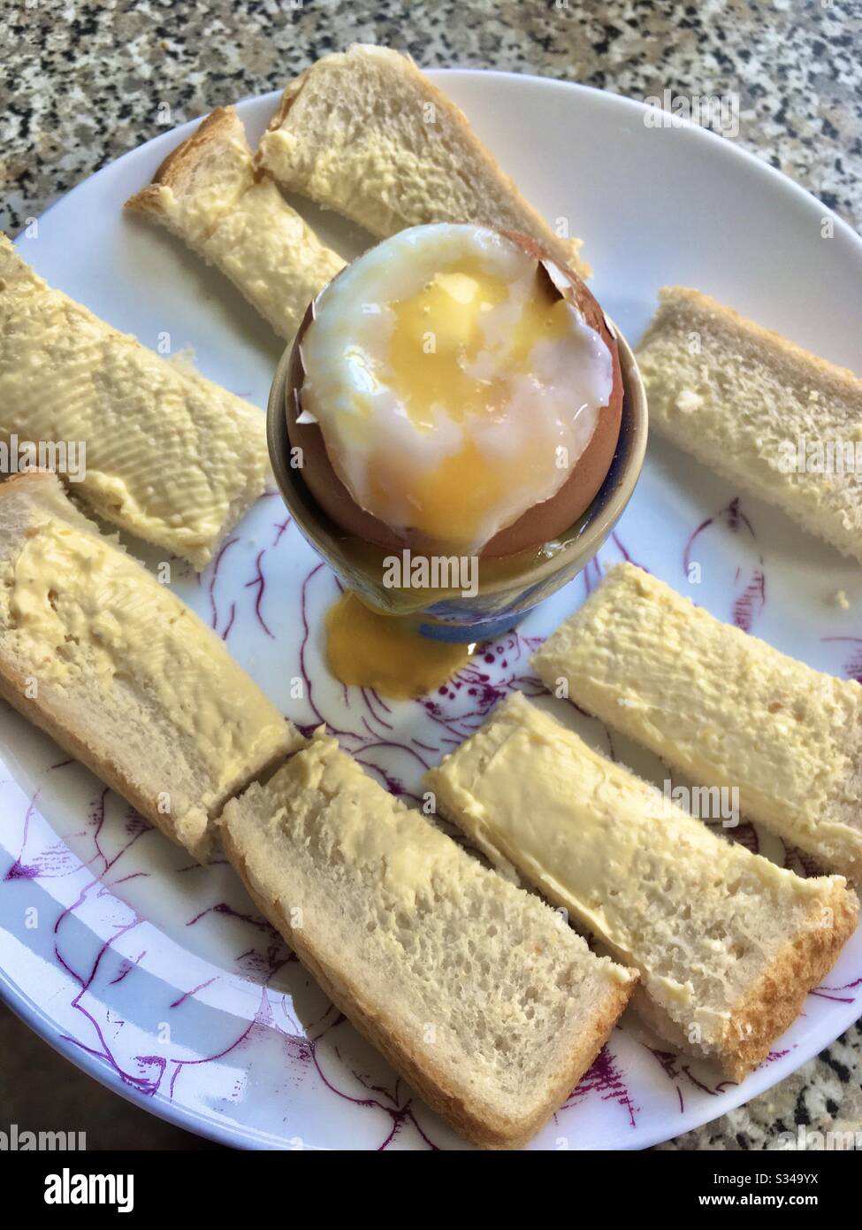 Boiled egg with dippers Stock Photo