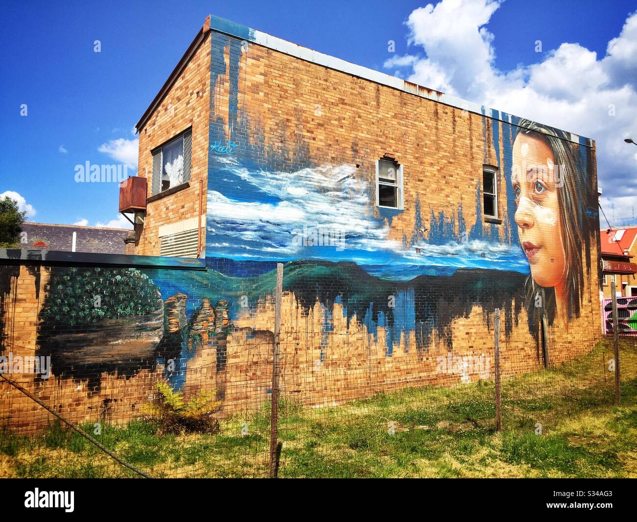 A mural in the community Street Art Walk in Katoomba, NSW, Australia - Smartphone Captured Stock Image