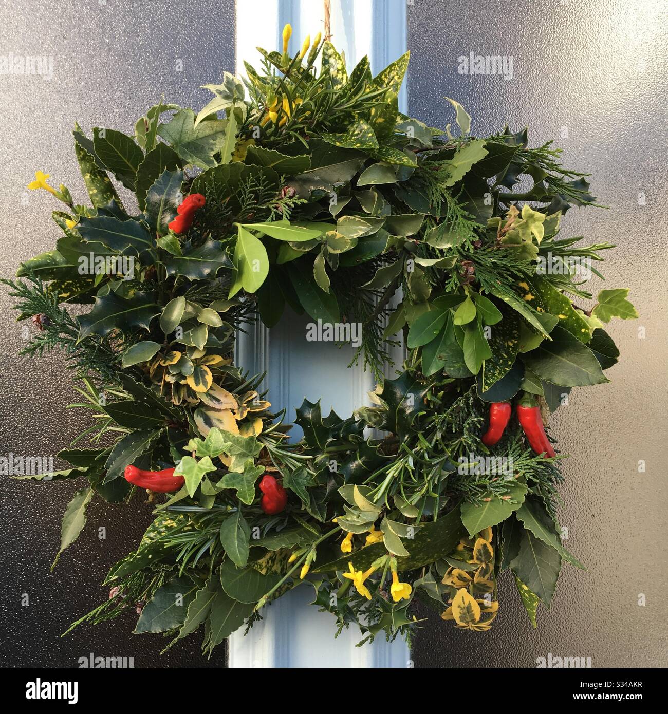 Homemade Christmas wreath - Smartphone Captured Stock Image