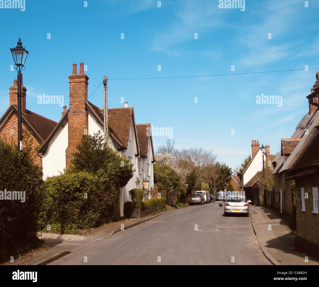 View down road in Elstow Village, Bedford, England, UK Stock Photo Alamy