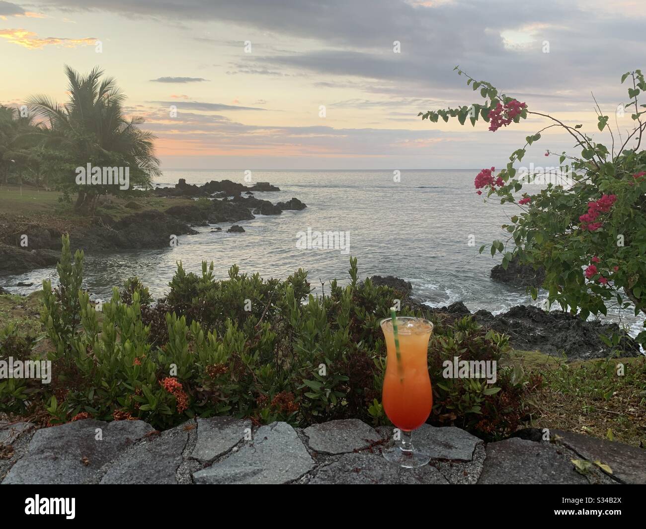 Cocktails with a sunset view Stock Photo